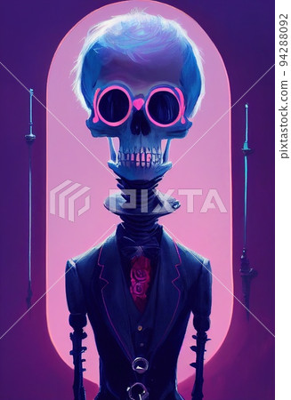 Portrait of a skeleton zombie in costume. Halloween concept. Portrait of a skeleton zombie in costume. Halloween concept. 94288092