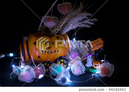 Happy Halloween Halloween pumpkin objects and handmade watermark physalis 94288402