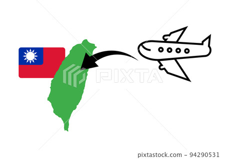 Landed in Taiwan by plane. Taiwan trip. Map of Taiwan. vector. 94290531