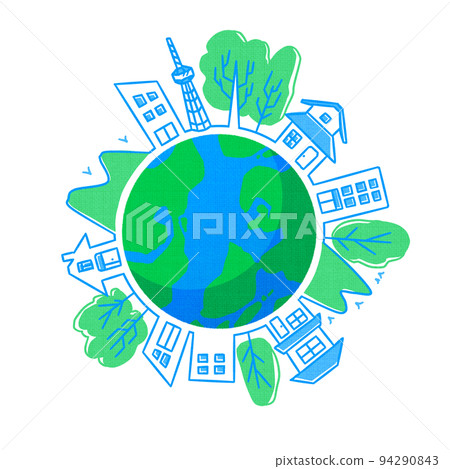 SDGs Earth and townscape and holding hands 94290843