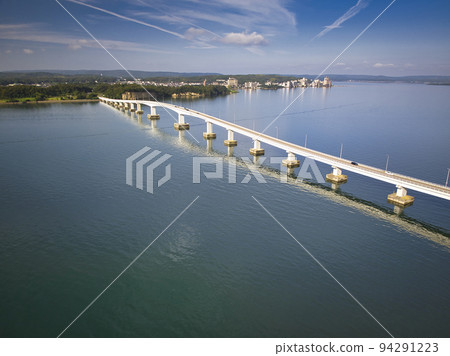 The majestic Noto Ohashi Bridge over Nanao Bay and the beautiful sea, Nanao City, Ishikawa Prefecture (Aerial shot by drone) The majestic Noto Ohashi Bridge over Nanao Bay and the beautiful sea, Nanao City, Ishikawa Prefecture (Aerial shot by drone) 94291223