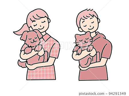 Stock Illustration: Important pet-dog cat (pink) 94291349