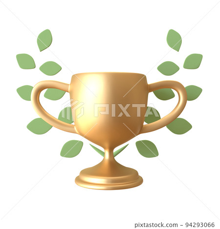 月桂樹和金獎杯獲獎圖像 3d 渲染 月桂樹和金獎杯獲獎圖像 3d 渲染 94293066