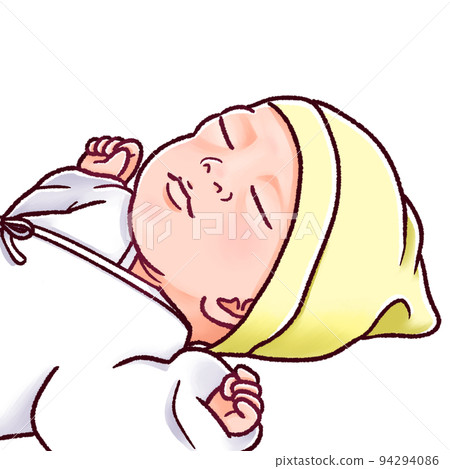 新生兒新生兒-安靜睡覺的可愛寶寶插畫素材 94294086