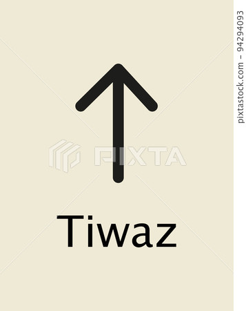 Tiwaz Rune alphabet, Futhark. Writing ancient Germans. Vector Mystical symbols.  Esoteric, occult, magic illustration for Divination, Tattoos. 94294093
