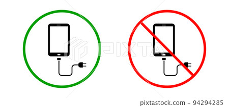Charging allowed and charging prohibited icon set. charging limit. vector. 94294285