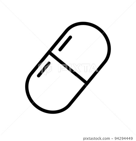 簡單的膠囊圖標。藥物。向量。 94294449
