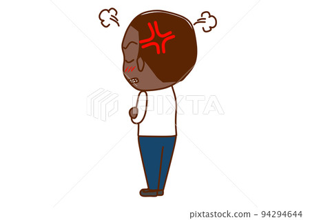 (Whole body obliquely behind) An angry African man looking back and folding his arms (Whole body obliquely behind) An angry African man looking back and folding his arms 94294644