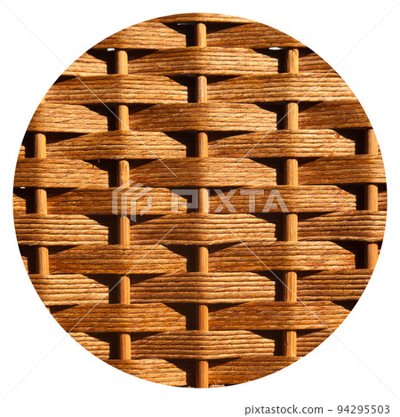 Rattan round wicker texture with handmade traditional and dry branches, wicker brown texture background 94295503