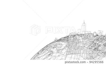 3d city sphere. Vector rendering of 3d 3d city sphere. Vector rendering of 3d 94295566
