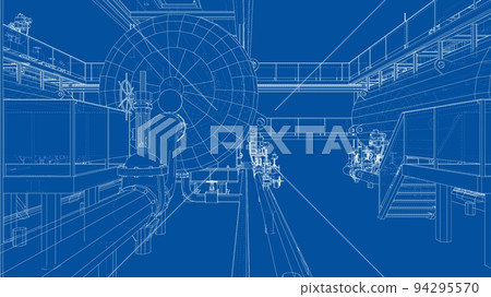 Sketch of industrial equipment. Vector Sketch of industrial equipment. Vector 94295570