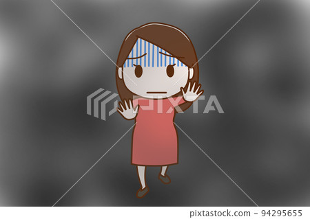 (全身正面) 霧中 (全身正面) 霧中焦急的女人 94295655