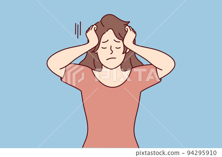 Unhappy woman suffer from repetitive thoughts Unhappy woman suffer from repetitive thoughts 94295910