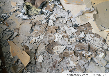 Collapsed rubble, demolition work, disaster site 94296123