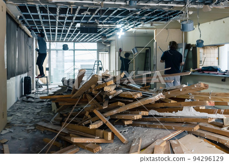 Demolition site interior construction Demolition site interior construction 94296129