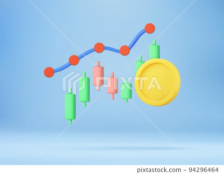 3D money coin saving and trading concept. 94296464