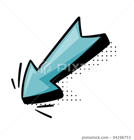 Blue Straight Arrow with Pointed End and Dots...-插圖素材 [94296753] - PIXTA圖庫