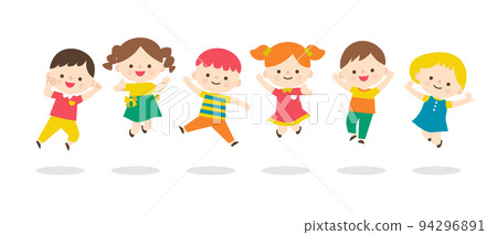 Cheerful children jumping Cheerful children jumping 94296891