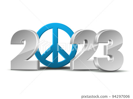 White Numbers Design of greeting card with blue Peace symbol White Numbers Design of greeting card with blue Peace symbol 94297006