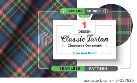 Tartan seamless pattern, merry christmas texture, checkered scottish fabric Tartan seamless pattern, merry christmas texture, checkered scottish fabric 94297620