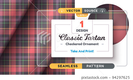Tartan seamless pattern, merry christmas texture, checkered scottish fabric Tartan seamless pattern, merry christmas texture, checkered scottish fabric 94297625