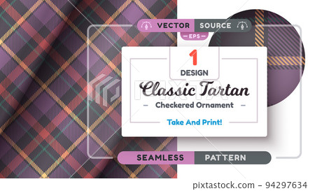 Tartan seamless pattern, merry christmas texture, checkered scottish fabric 94297634