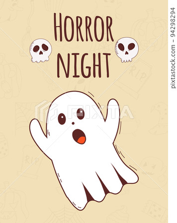 Halloween hand drawn invitation or greeting card. Trick or treat concept. Vector illustration Halloween hand drawn invitation or greeting card. Trick or treat concept. Vector illustration 94298294