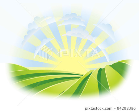 Rolling Hills Field Sunrise Sky Farm Landscape Rolling Hills Field Sunrise Sky Farm Landscape 94298386
