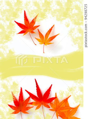 Colorful maple leaves on gold patterned background 94298725