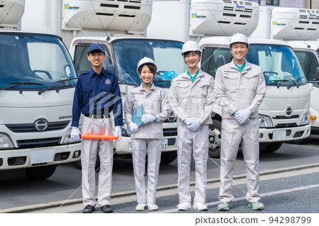 Logistics center staff and warehouse security guards 94298799