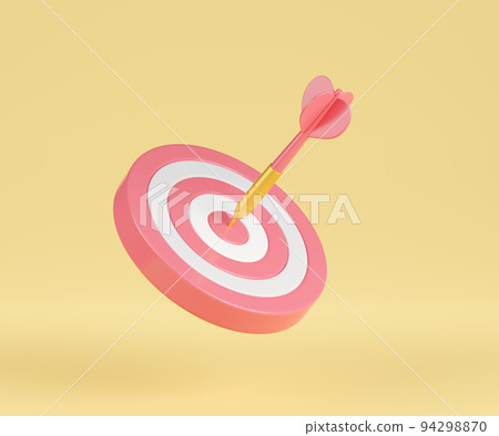 Target, dart 3d render, bullseye with arrow in aim Target, dart 3d render, bullseye with arrow in aim 94298870