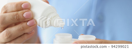 Medical product for care of contact lenses closeup Medical product for care of contact lenses closeup 94299021