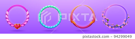 Round ui game avatar frames, fantasy borders set 94299049