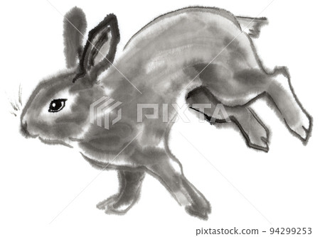 兔子水墨奔跑 94299253