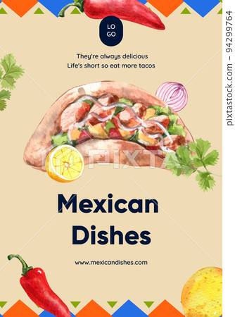 Poster template with taco day concept,watercolor style 94299764