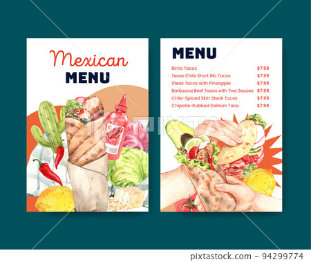 Menu template with taco day concept,watercolor style 94299774