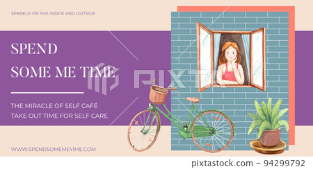 Blog header template with self care hobbie concept,watercolor style Blog header template with self care hobbie concept,watercolor style 94299792