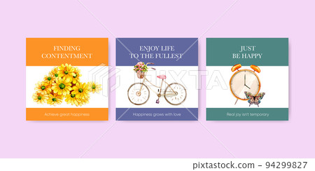 Banner template with happiness happen day concept,watercolor style 94299827