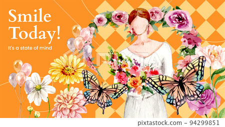 Facebook template with happiness happen day concept,watercolor style Facebook template with happiness happen day concept,watercolor style 94299851