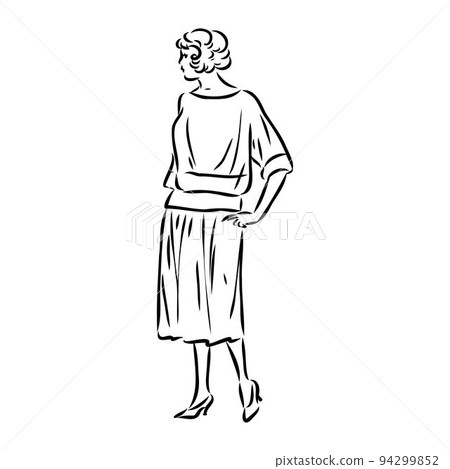 vintage illustration with beautiful fashion girl retro fashion vector 94299852