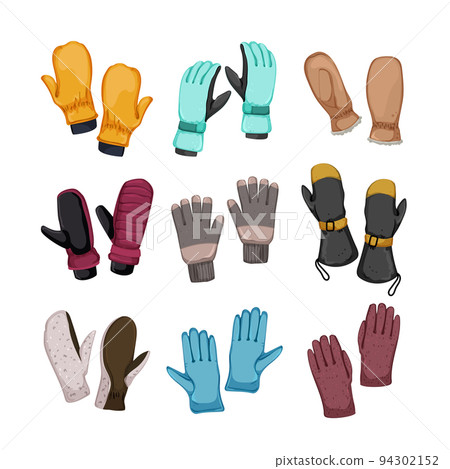 mittens gloves winter set cartoon vector illustration 94302152
