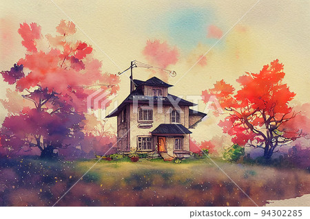 Watercolor cute House Watercolor cute House 94302285