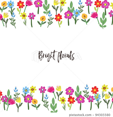 Vector floral frame. Bright flowers arrange in border Vector floral frame. Bright flowers arrange in border 94303380