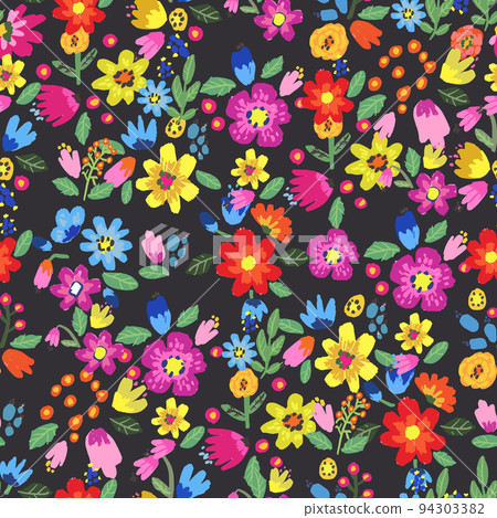 Seamless pattern with bright flowers. Background with flowers Seamless pattern with bright flowers. Background with flowers 94303382