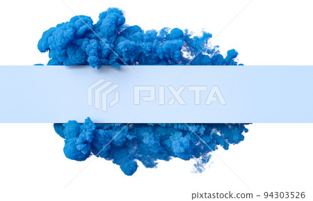 blue cloud surrounding a blue banner on a white background. 94303526