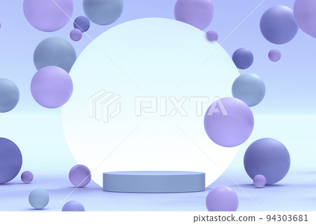 Abstract 3d rendering of podium for cosmetics, perfume, products presentation. Ready made scene. pink purple geometric figures flying next to violet matte pedestal. Futuristic stand mockup Abstract 3d rendering of podium for cosmetics, perfume, products presentation. Ready made scene. pink purple geometric figures flying next to violet matte pedestal. Futuristic stand mockup 94303681