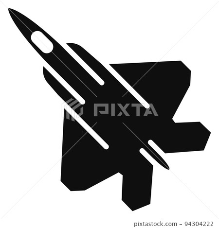 Military plane icon. Black air fighter. War aircraft Military plane icon. Black air fighter. War aircraft 94304222