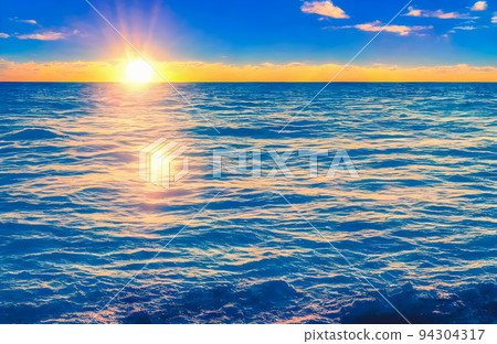Sunset sea landscape. Colorful ocean beach sunrise. Colorful nature sea sky Sunset sea landscape. Colorful ocean beach sunrise. Colorful nature sea sky 94304317