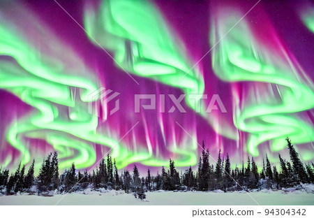 Beautiful Northern Lights aurora borealis borealisgreen. Purple and green aurora. Beautiful Northern Lights aurora borealis borealisgreen. Purple and green aurora. 94304342