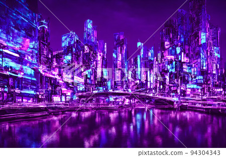 Futuristic metaverse city concept with glowing neon lights Futuristic metaverse city concept with glowing neon lights 94304343